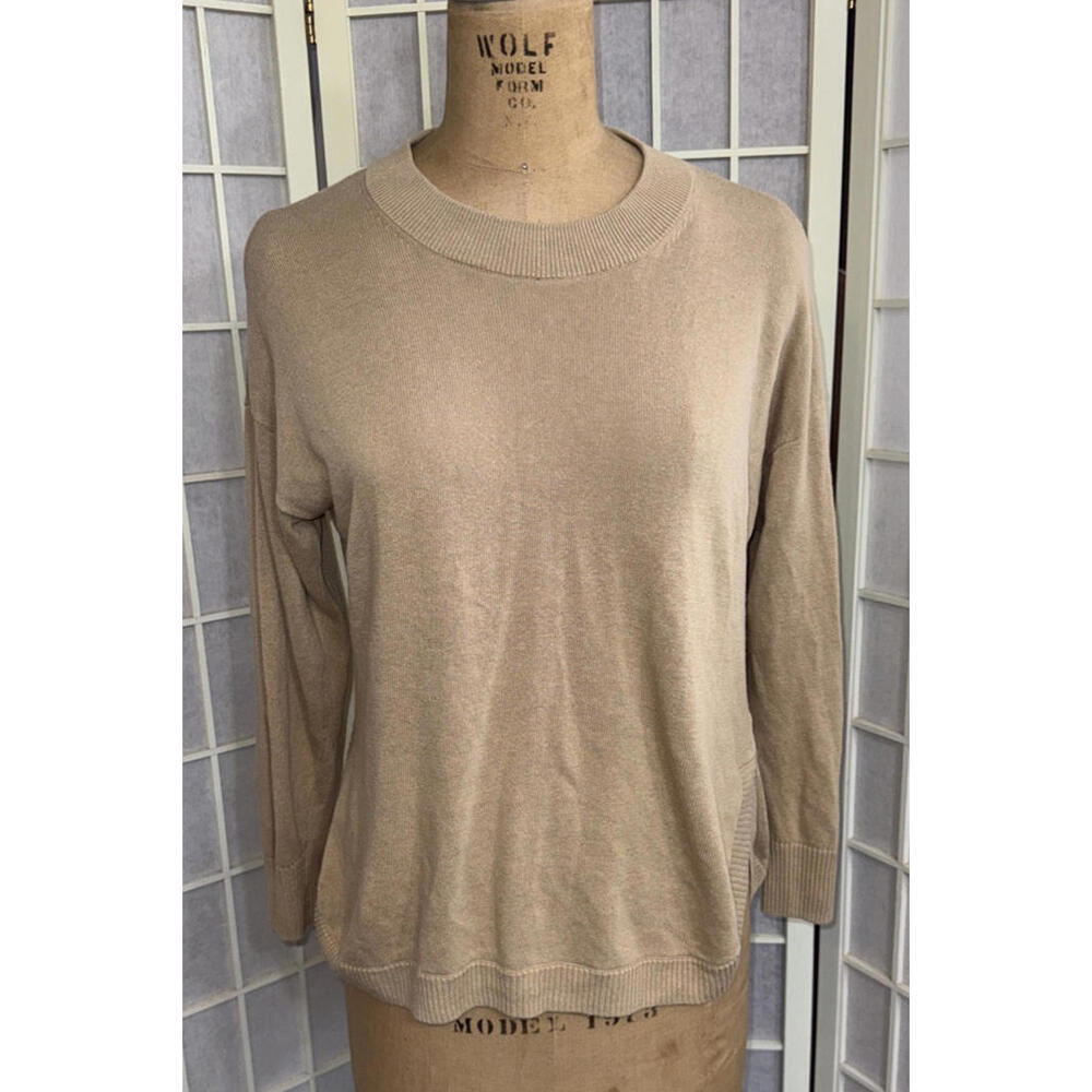 J. Crew Linen Viscose Preppy Designer Minimalist Tan Sweater XS